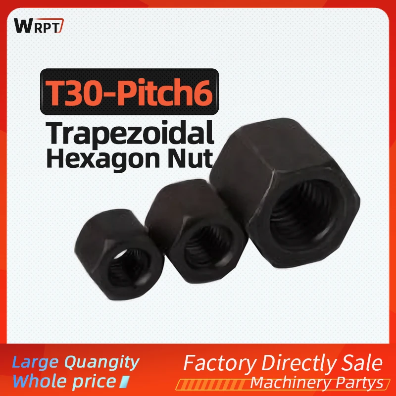 

T30-Pitch 6 Trapezoidal screw hexagon nut, material: carbon steel, hexagonal thick nut