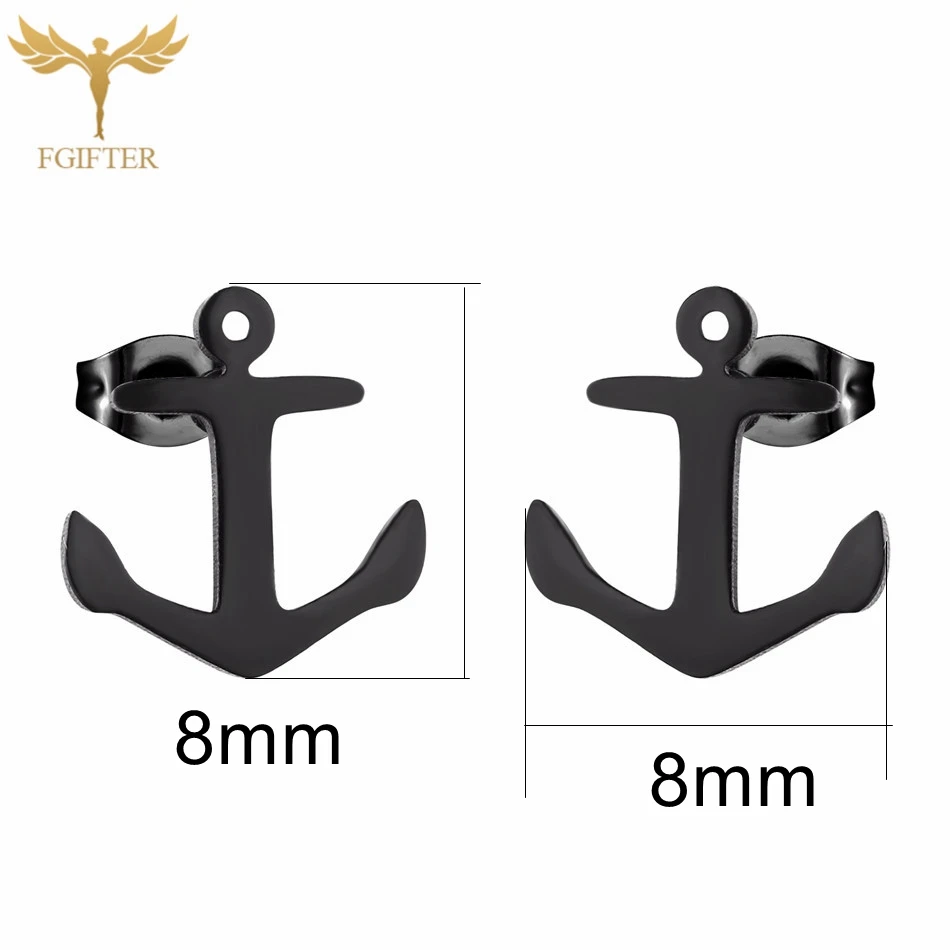 12 Pairs Lot Wholesale Earrings Anchor Stud Earrings Set Ear Lobe Piercing Ring Stainless Steel Jewelry Men Women Accessories 6