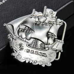 Metal Ship Boat Caribbean Corsair Belt Buckle Sailing Sailboat Pewter DIY Jeans Accessories