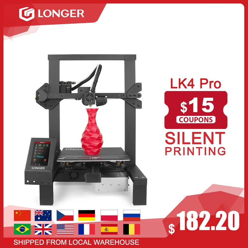 LONGER LK4 Pro FDM 3D Printer Open Source 4.3” Full Color Touch Screen Full Metal Big