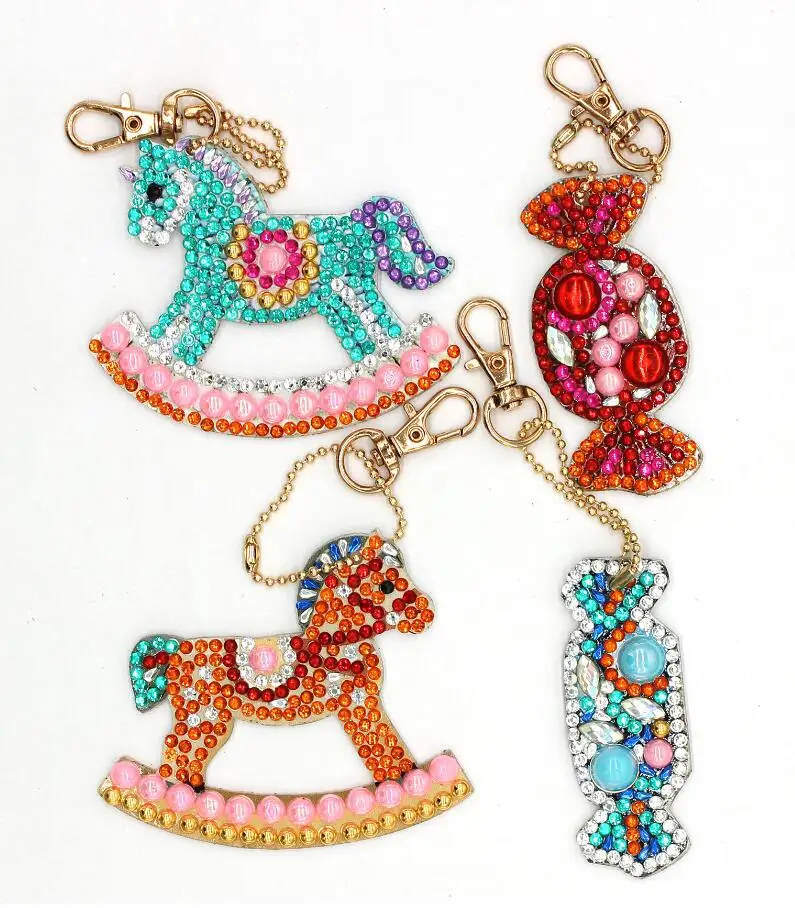 Diamond keychain Брелок для ключей в виде животных, сделай сам, с бриллиантами, специальная форма, полная алмазная живопись, брелок для ключей, вышивка крестиком, женская сумка, брелок для ключей - Цвет: Diamond keychain