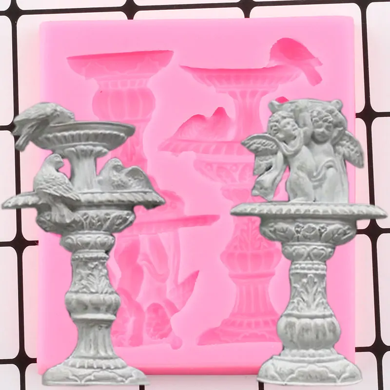 

Garden Theme Fountain Border Silicone Molds DIY Angel Birds Fondant Cake Decorating Tools Candy Clay Chocolate Gumpaste Molds