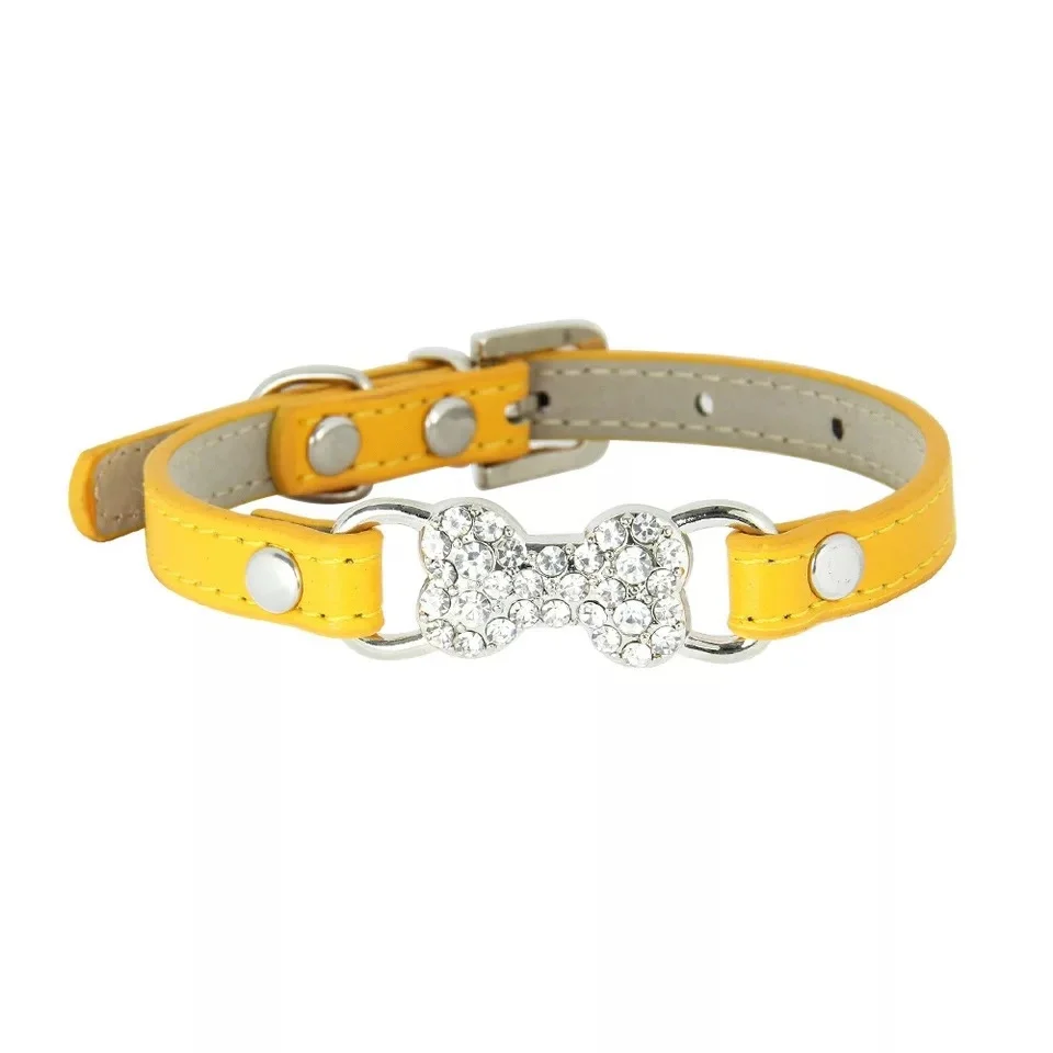Pet Dog Collar With Diamond Bone Adjustable Dogs Cats Collar Control Handle Training Pet Cat Dog Collar Pet Supplies Products