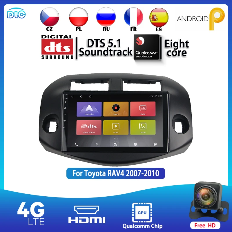 Android 9 0 4G + 64G 8 ядро IPS 1280*720 QLED Wi Fi 2 Din Радио Стерео головное устройство GPS навигации