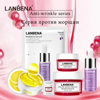 

LANBENA Anti-Wrinkle Series Skin Care Set Face Serum Sheet Mask Eye Patches Facial Cream Eye Cream Anti-Aging Remove Eyebag 6PCS