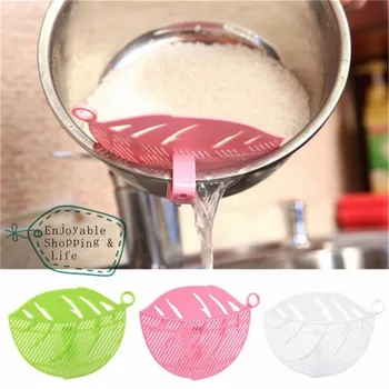 

Rice Wash Filtering Baffle Sieve Beans Peas Washing Filter Drain Board Leaf Shape Rice Cleaning Strainer Gadget