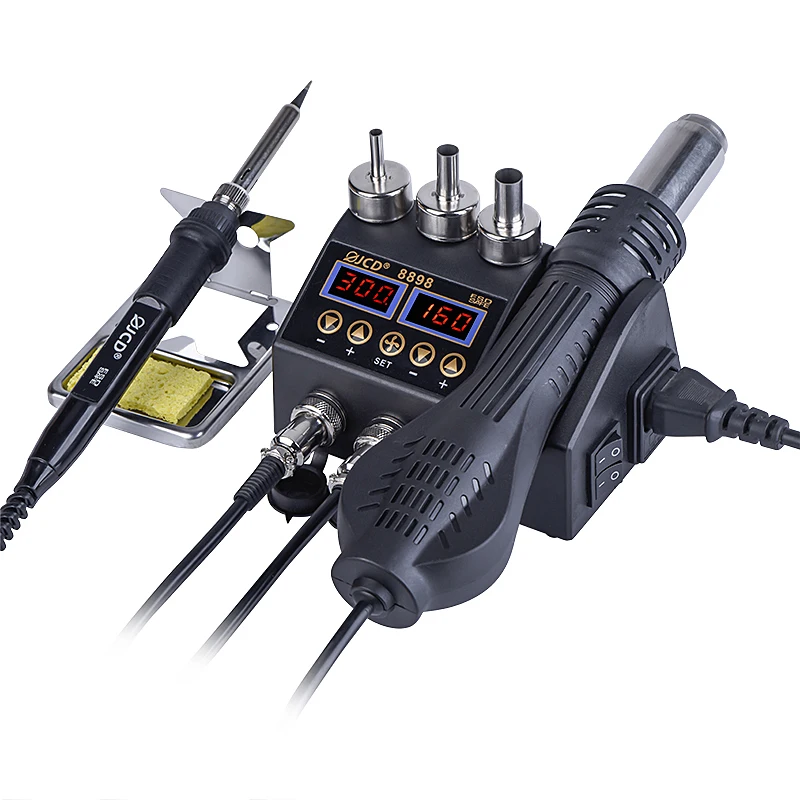 

JCD Soldering SMD Rework Station LCD Digital Display 750W 8898 Welding Station for Cell-phone BGA PCB IC Repair Solder Tools