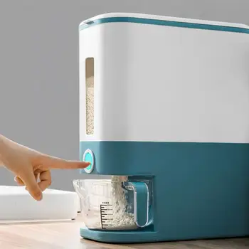 

Hot Automatic Plastic Cereal Dispenser Storage Box Measuring Cup Kitchen Food Tank Rice Container Organizer Grain Storage