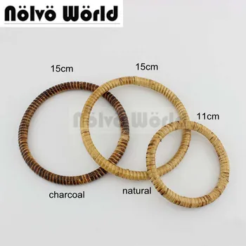 

20 Pieces,11cm, 15cm handmade Crochet Bag Braid Round Rattan Handle,Women Woven bags handbags Rattan Circle Handles