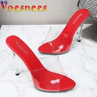 Fashion Transparent PVC Crystal Shoes 11CM Super High Heel Sandals Non-slip Platform Fish Mouth Women's Party Shoes Size 43 - Image 2