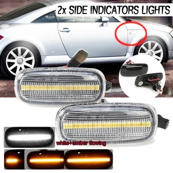 

12V DC Turn signal lights Replacement 8N0 949 127A White+Amber LED Side Marker