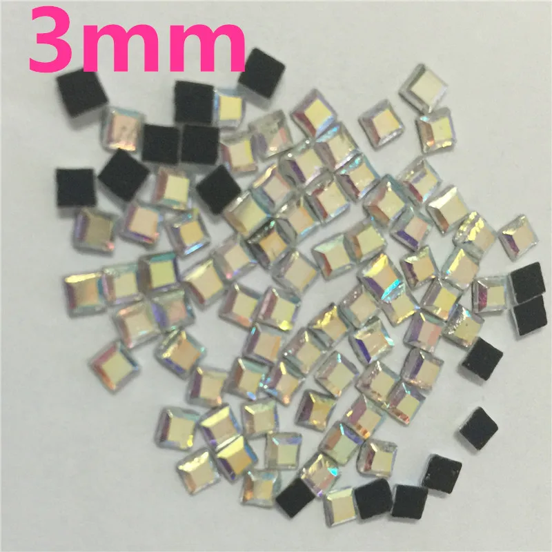 1440pcs super glitter rhinestones Crystal AB 3*3mm Square Shape HotFix FlatBack strass Sewing Fabric gament nail art stone | Дом и сад