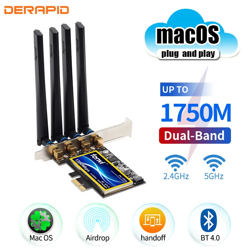 Двухдиапазонный 802.11ac 1750 Мбит/с bcm9360cd Bluetooth 4 0 Wi Fi карта настольный Hackintosh Mac OS PCIe Wifi