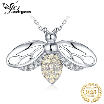

JPalace Bee CZ Silver Pendant Necklace 925 Sterling Silver Choker Statement Necklace Women Silver 925 Jewelry No Chain