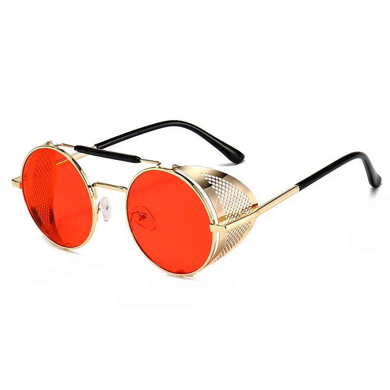 

RBRARE Steampunk Sunglasses Men Retro Metal Flip Glasses Women Vintage Metal Round Sunglasses Shades Women Gafas De Sol Mujer