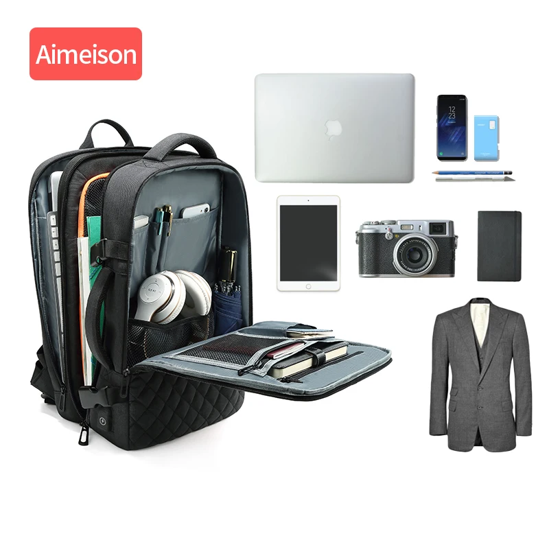  Aimeison Men Travel Backpack Large Capacity Male Mochila Back Anti-thief Bag USB Charging Laptop Ba