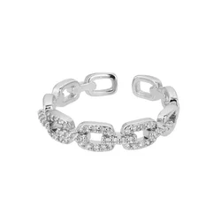 Elegant Zircon Twist Chain Ring for Women - Stainless Steel Jewelry Gift with Free Shipping (Platinum plated)