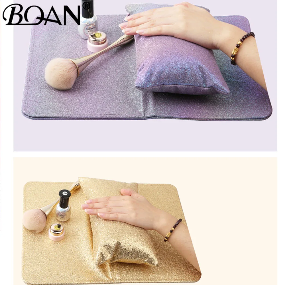 BQAN 6 цветов хромированная мягкая моющаяся подушка для рук губка держатель для подушки подлокотники Маникюрный Инструмент Оборудование с ковриком