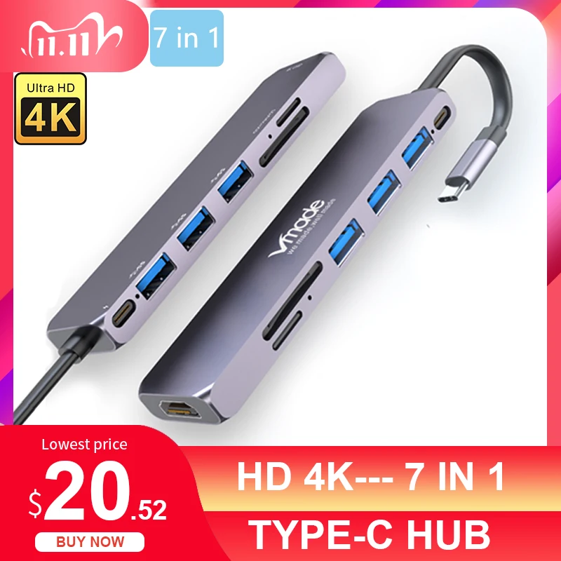 

Type-C HUB USB HUB to USB 3.0 HDMI 4K Adapter for MacBook Pro Air HUB Thunderbolt 3 Dock USB Splitter HUB Support charging