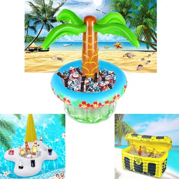 

Inflatable Ice Bucket Coconut Tree Treasure Box Shape Summer Pool Float Party Ice Bucket Drinking Cooler Table Bar Tray