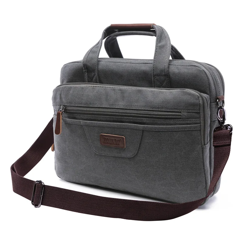 Повседневный холщовый мужской портфель, брендовая деловая дорожная сумка для ноутбука, Мужская вместительная сумка через плечо