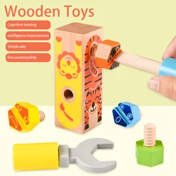 Screwing Nuts Pairing Animal Screws Assemble Toys Disassembly Assembly Wooden Blocks Sets Kindergarten Hands-On Board Game