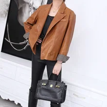 Aliexpress - Autumn Spring Black Brown Coat Sheepskin Genuine Leather Suit Jackets Women Loose Overcoat Bomber Jacket Coats Office Outerwear