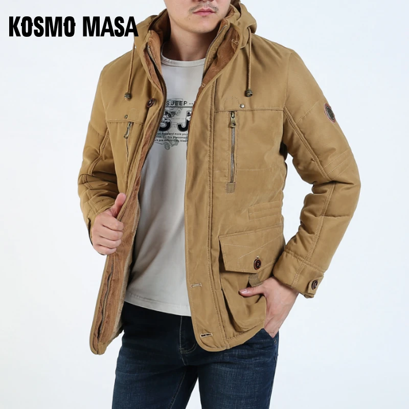 KOSMO MASA Теплая Флисовая Длинная зимняя куртка для мужчин с капюшоном водонепроницаемый военный большой размер 6XL куртка пальто толстая пуховая парка для мужчин MP039