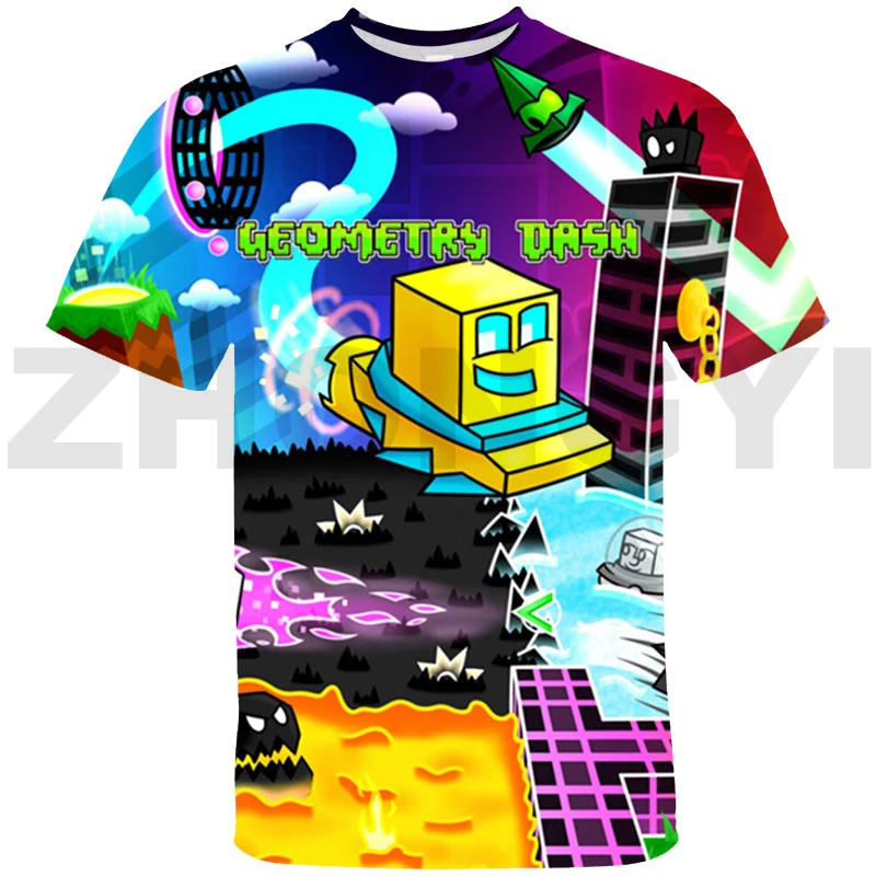 Funny Hot Game Geometry Dash Tshirt Men Tops Tee Teenager 3D Anime T-shirt  Streetwear O-Neck T Shirt Mens Clothing Harajuku - AliExpress