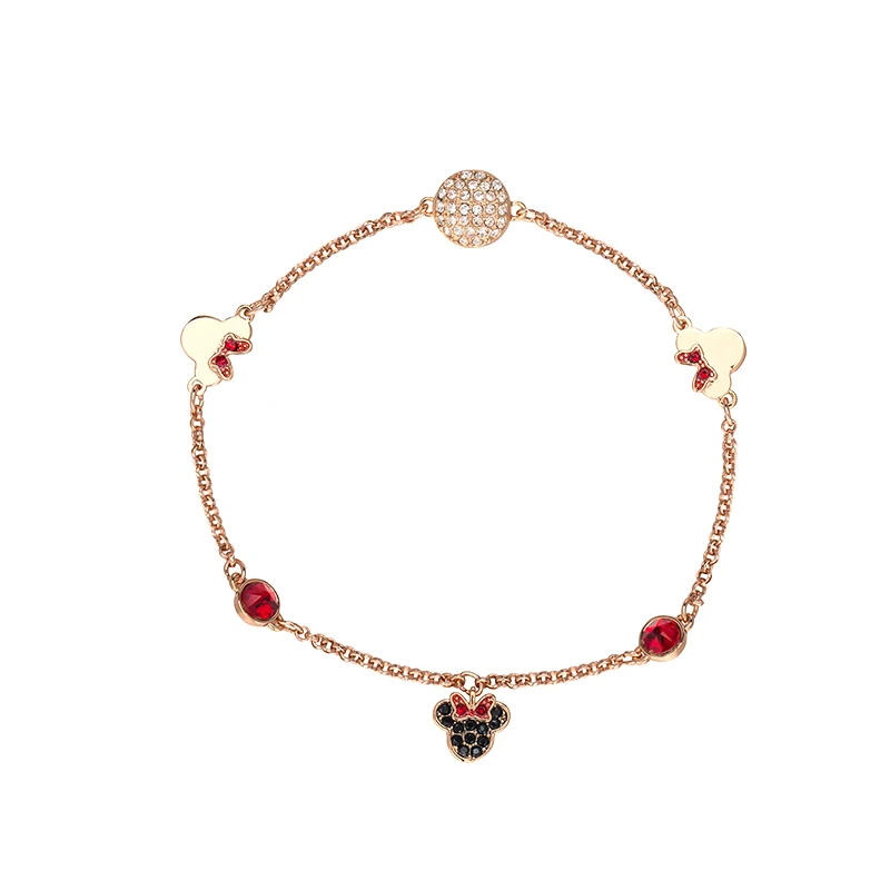 

SWA New Red Crystal Minnie Bracelet High Quality Bracelet Swa Crystal Jewelry Female Silver Bracelet Holiday Gift