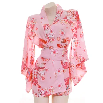 

Women Sexy Sakura bathrobe kimono bathrobe Nightdress Haori Sleepwear Young Girl Sweet Pink pajamas Private underwear Cosplay