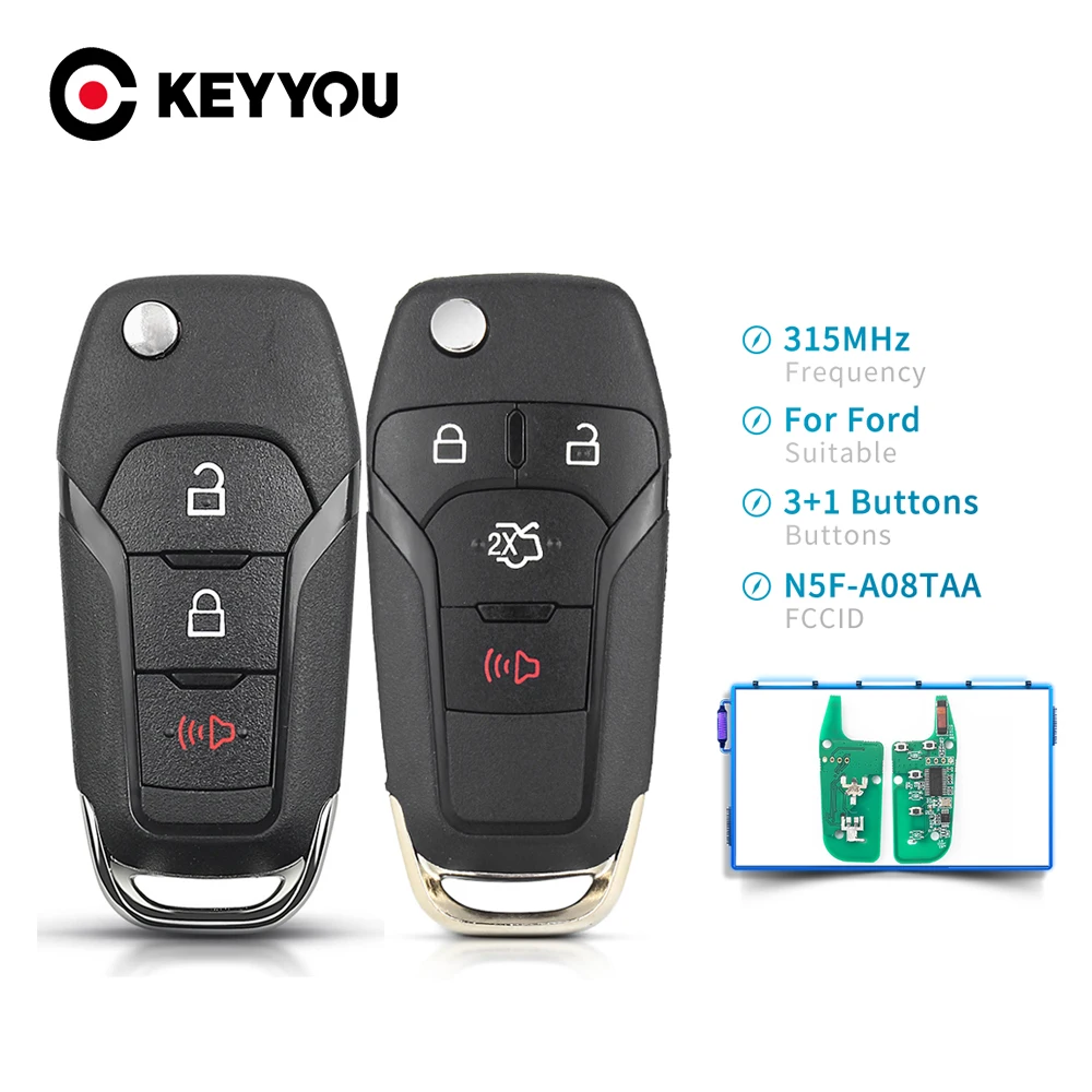 KEYYOU 3 1/4 pulsanti Flip chiave remota Keyless Entry Fob 315MHz ID49 Chip per Ford Fusion 2013-2015 ID FCC: N5F-A08TAA HU101 - H97aa4681ca6e4e8783fbd6582e320896U