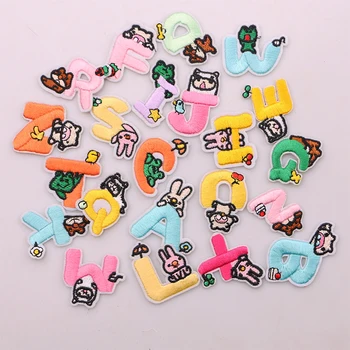 

A-Z 1 pcs Colorful English Alphabet Letter with animals icon Applique 3D Iron On letters Patch For Clothing Badges