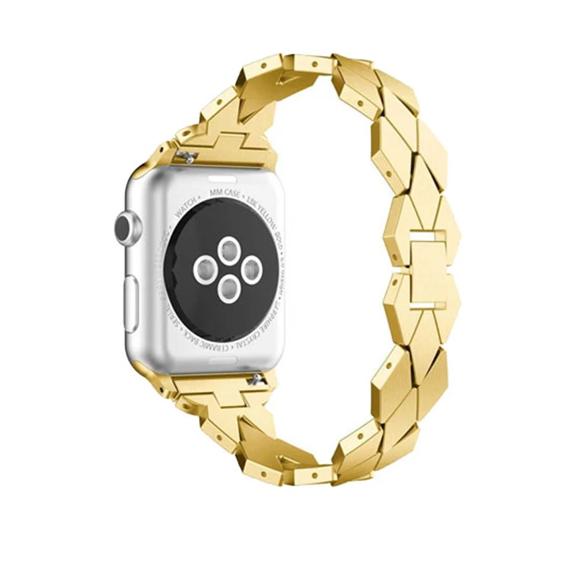 Ремешок для часов с ромбовидным узором для apple watch 44 мм 42 мм 5 4 нержавеющая сталь 38 мм 42 мм металлический ремешок для часов iwatch band 3 2 1
