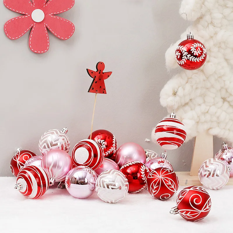 24Pcs Christmas Tree Pendant Shiny Decorative Balls 6cm Xmas Party Hanging Ornaments decorations for home