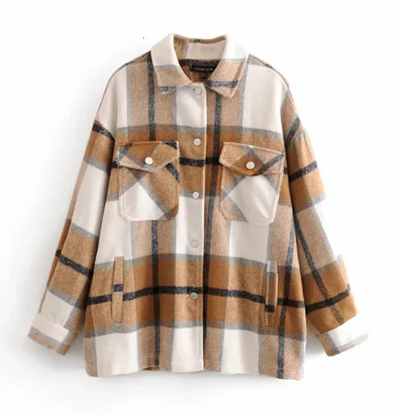 discounted  2019 Autumn Winter Plaid Oversize Jackets Loose Causal Checker Streetwear Coat