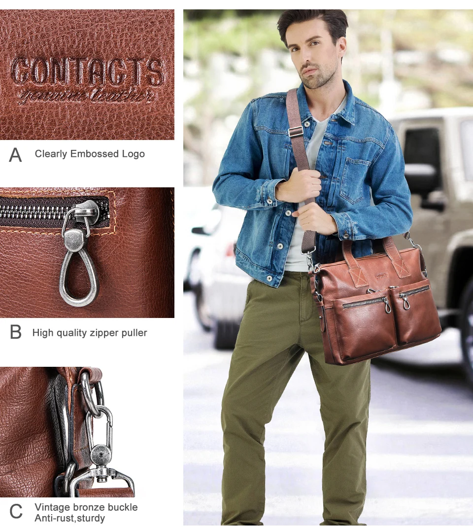 Новая повседневная мужская сумка, кожаный портфель из коровьей кожи с растительным дублением, мужские сумки для ноутбука, фирменный дизайн, деловая сумка на плечо для мужчин