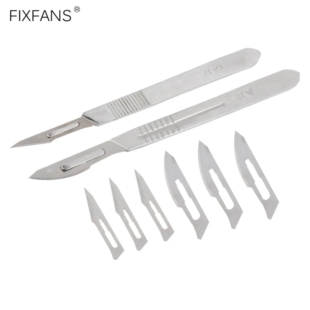 FIXFANS Metal Scalpel Knife Kit Stainless Steel Thick Handle + 20pcs #11 #23 Knife Blade DIY Cutting PCB Repair Tools (5)