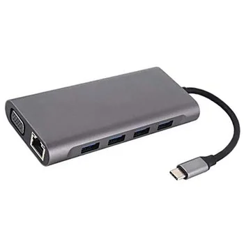 

11 in 1 USB C Hub,with 4 USB,Gigabit Ethernet,VGA,HDMI,USB C with Power Delivery,o Port,SD and Micro-SD Card