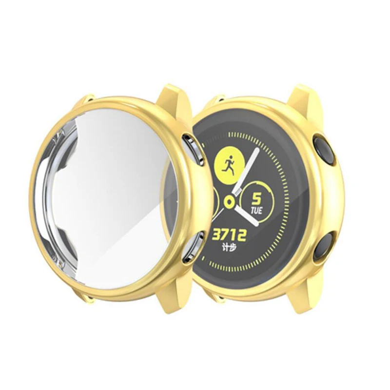 Мягкий, силиконовый, из ТПУ Защитная пленка для экрана Защитная пленка для samsung galaxy watch активная Защитная крышка Полный Край бампер - Цвет: Gold