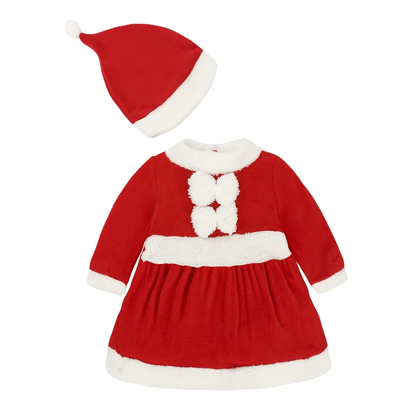 0-3 Years Old Baby Girls Christmas Santa Claus Costume Princess Dresses Boys Clothes Set with Hat Child Red Kid Clothing Outfits - Цвет: for Girls