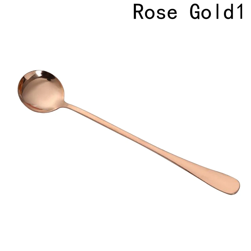 RGD1 New Stainless Steel Simple multicolor Stirring Spoon Flatware Ice Tea Dessert Spoon Tableware Kitchen Accessories - Color: RGD1