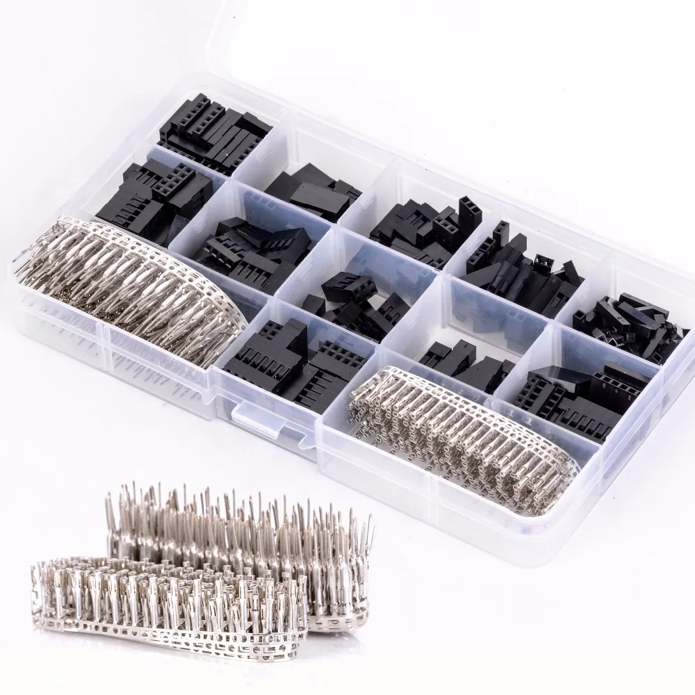 

620pcs Wire Cable Jumper Pin Header Connector Housing Kit +Male Crimp Pins+Female Pin Connector Terminal Pitch With Box