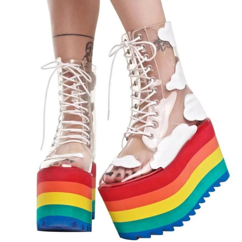 Rainbow Heels Thick High Platform Shoes 