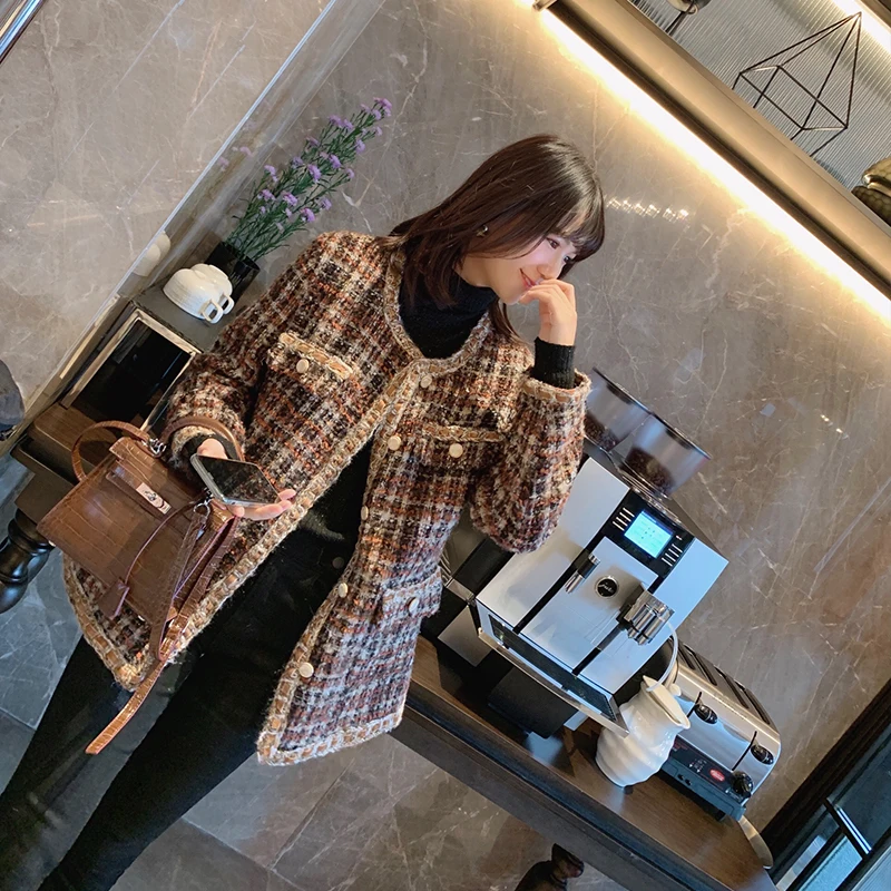 price cut  Mishow 2019 Winter Vintage Plaid Lady Jacket Women Fashion Single-breasted Long Sleeve Loose Coffee