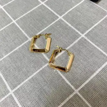 

European Small Popular Copper Square brand fashion Earring 2 Pairs of Gold Earrings Boucle Oreille Oorbel Ohrringe