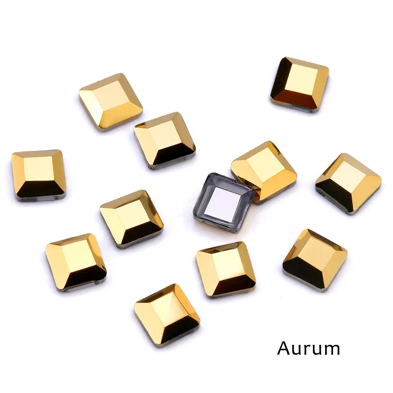 Aurum 20 шт красочные квадратные 4 мм 3D Стразы для дизайна ногтей для DIY стеклянные маникюрные камешки для дизайна ногтей украшения - Цвет: Aurum