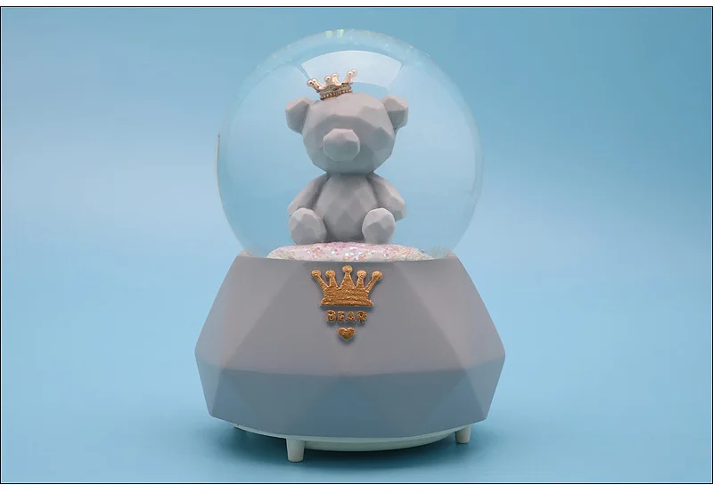 Абстрактная Корона, плюшевый мишка, снежный шар, хрустальный шар, вращающаяся музыкальная шкатулка, Рождественское украшение для украшения дома, аксессуары