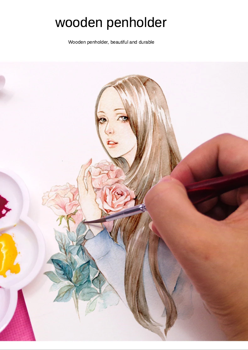 weasel hair Triangle birch rod fine nail art students special line drawing gouache color stroke oil brush 4colors hook line pen