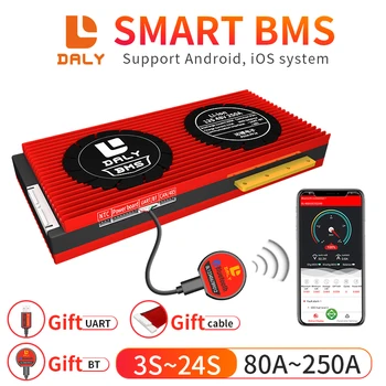 Daly inteligente BMS 3S-24S Li-Ion LiFePo4 con Bluetooth para 4S S 7S 8S 8S 12 13 14 15 16 17S 20S para paquete de batería de litio 1